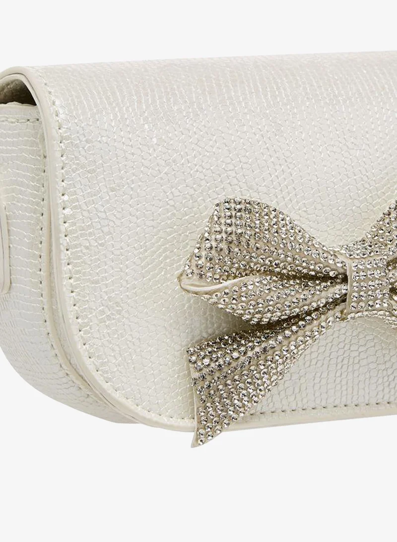 Celeste WHITE Bow Embellished Crossbody Bag with Chain Strap for Women | Best Price UAE