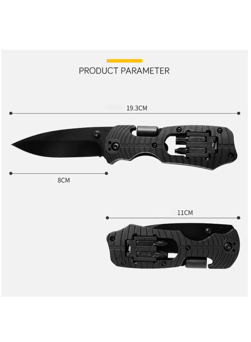 Astylway Pocket Knife 7 in 1 Multitool Stainless Steel Folding Knife with Screwdrivers Bottle Opener Small Ruler Safety Lock Camping Accessories Survival Gear Gifts for Him Men Dad Husband Boyfriend  - Image 4