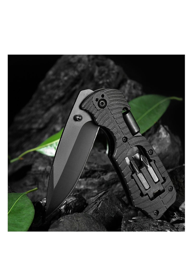 Astylway Pocket Knife 7 in 1 Multitool Stainless Steel Folding Knife with Screwdrivers Bottle Opener Small Ruler Safety Lock Camping Accessories Survival Gear Gifts for Him Men Dad Husband Boyfriend  - Image 2