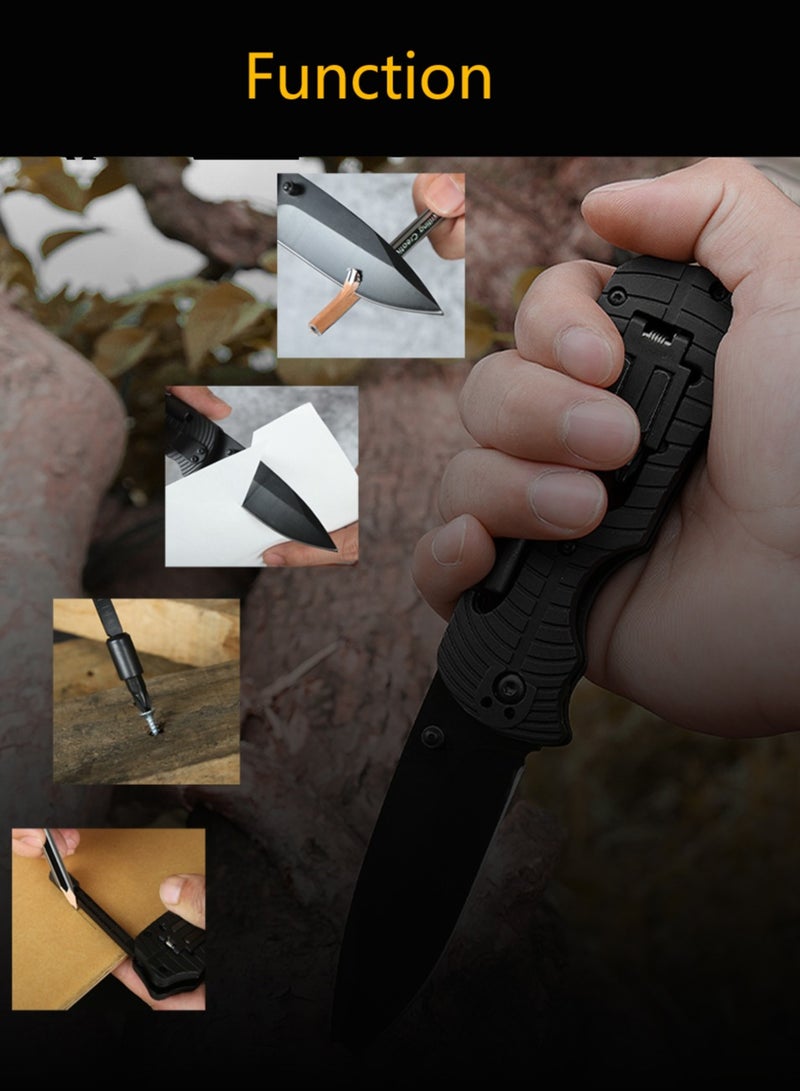 Astylway Pocket Knife 7 in 1 Multitool Stainless Steel Folding Knife with Screwdrivers Bottle Opener Small Ruler Safety Lock Camping Accessories Survival Gear Gifts for Him Men Dad Husband Boyfriend  - Image 5