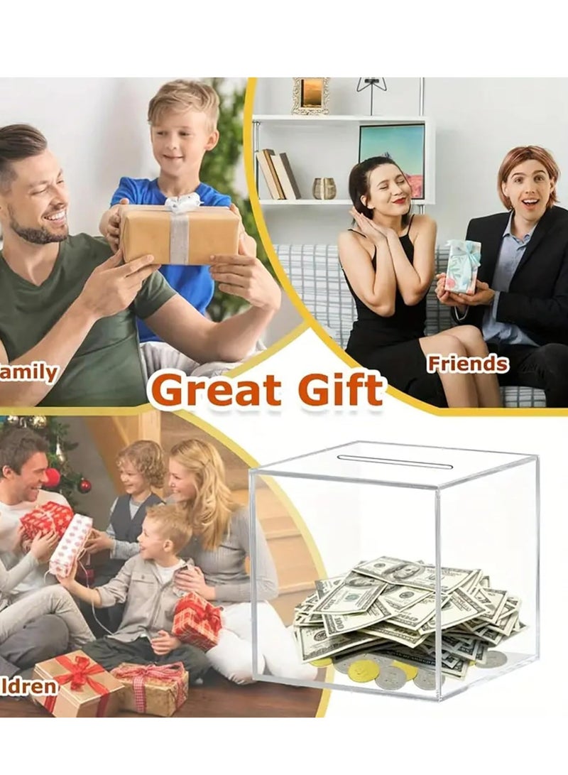 Clear Acrylic Piggy Bank for Adults, Money Box, Kids' Money Banks Transparent Coins Saving Pot Cash Container Box Coin Jar - Image 4