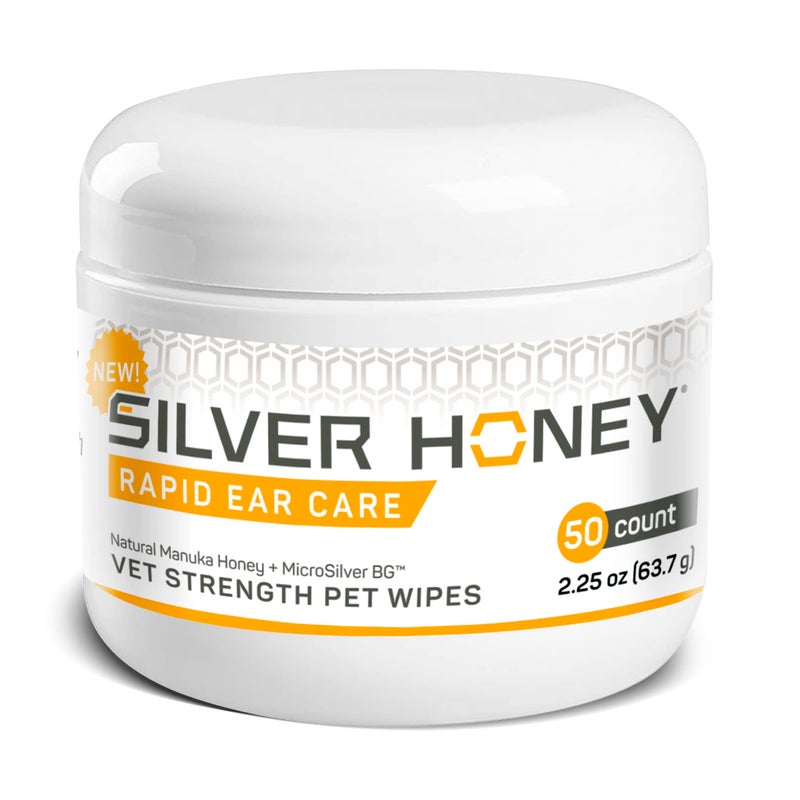 Absorbine Silver Honey Rapid Ear Care Vet Strength Pet Wipes, 50ct, Manuka Honey & MicroSilver BG - Image 1