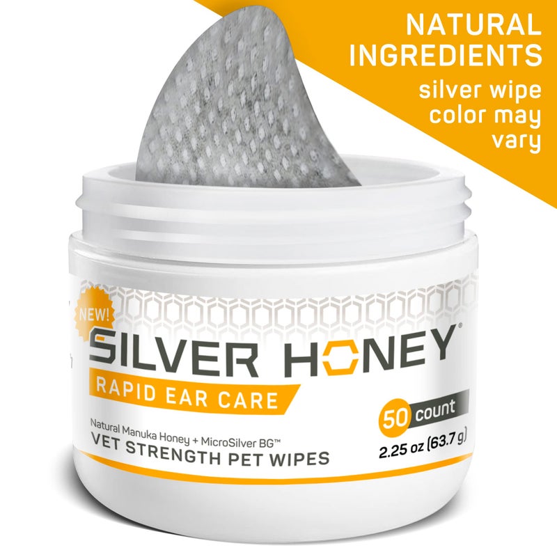 Absorbine Silver Honey Rapid Ear Care Vet Strength Pet Wipes, 50ct, Manuka Honey & MicroSilver BG - Image 2