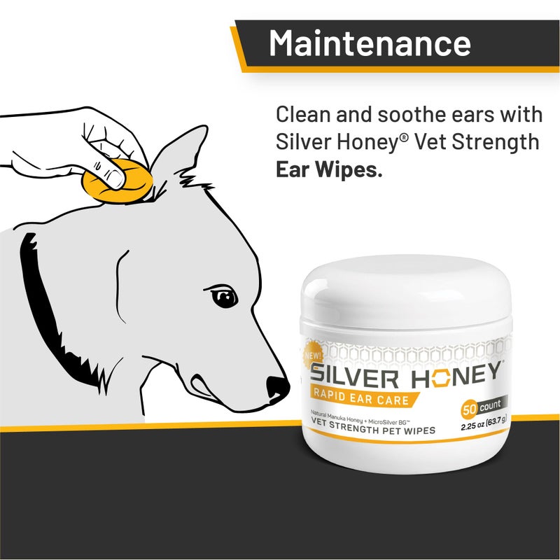 Absorbine Silver Honey Rapid Ear Care Vet Strength Pet Wipes, 50ct, Manuka Honey & MicroSilver BG - Image 3
