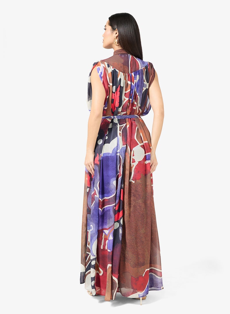 فيرجوس لاونج فستان آيرا بياقة عالية وأكمام كاب - Image 2