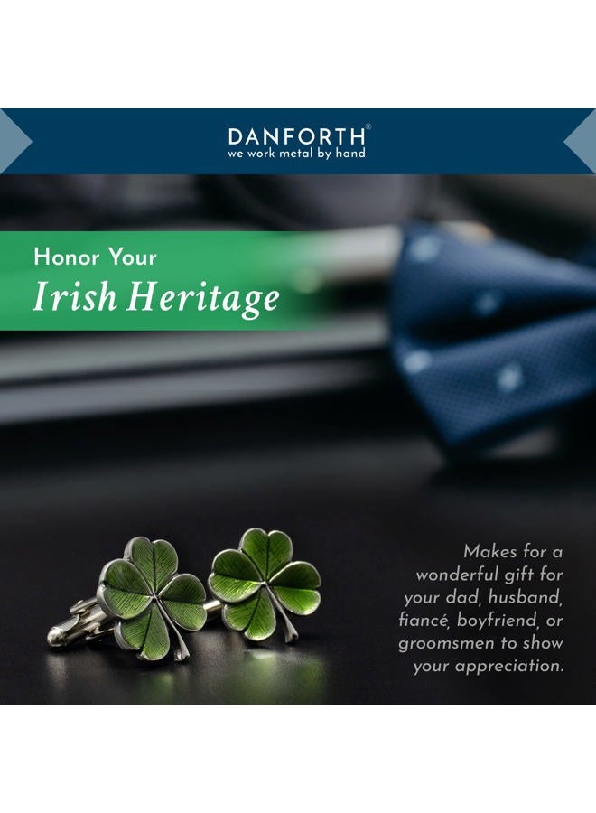Danforth - Clover (Green) Cufflinks - Pewter - Handcrafted - Made in USA - Image 3