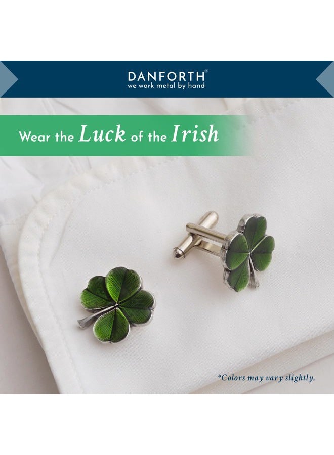 Danforth - Clover (Green) Cufflinks - Pewter - Handcrafted - Made in USA - Image 5