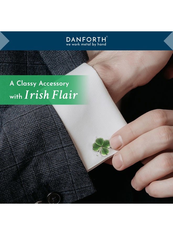 Danforth - Clover (Green) Cufflinks - Pewter - Handcrafted - Made in USA - Image 4