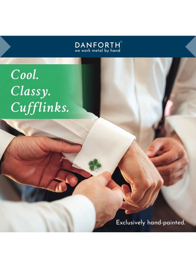 Danforth - Clover (Green) Cufflinks - Pewter - Handcrafted - Made in USA - Image 2