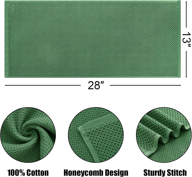 Kitinjoy 100% Cotton Waffle Weave Kitchen Towels  12-Pack Super Soft and Absorbent Kitchen Dish Towels for Drying Dishes  Kitchen Hand Towels  13 in x 28 in  Grass Green - Image 2