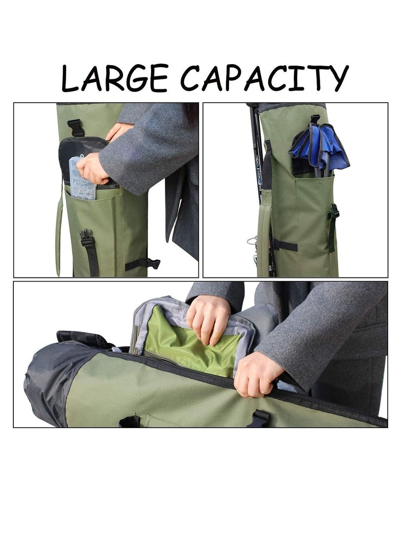 Excefore Durable Canvas Fishing Rod & Reel Organizer Bag Travel Carry Case Bag- Holds 5 Poles & Tackle - Image 4