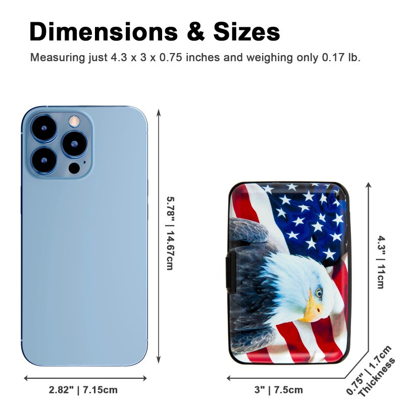 Kaabao Credit Card Holder Small RFID Blocking Wallet Business Metal Slim Mini Aluminum Hard Case for Women Men Gift (Bald Eagle American Flag) - Image 5