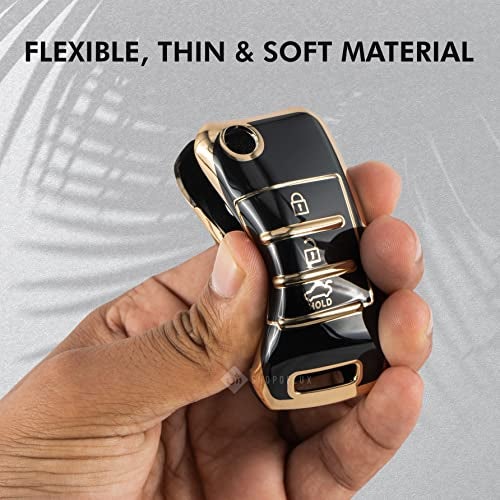Shopoflux® TPU Key Cover Compatible for Kia Carens | Sonet | Seltos 3 Button Flip Key (Black) - Image 5