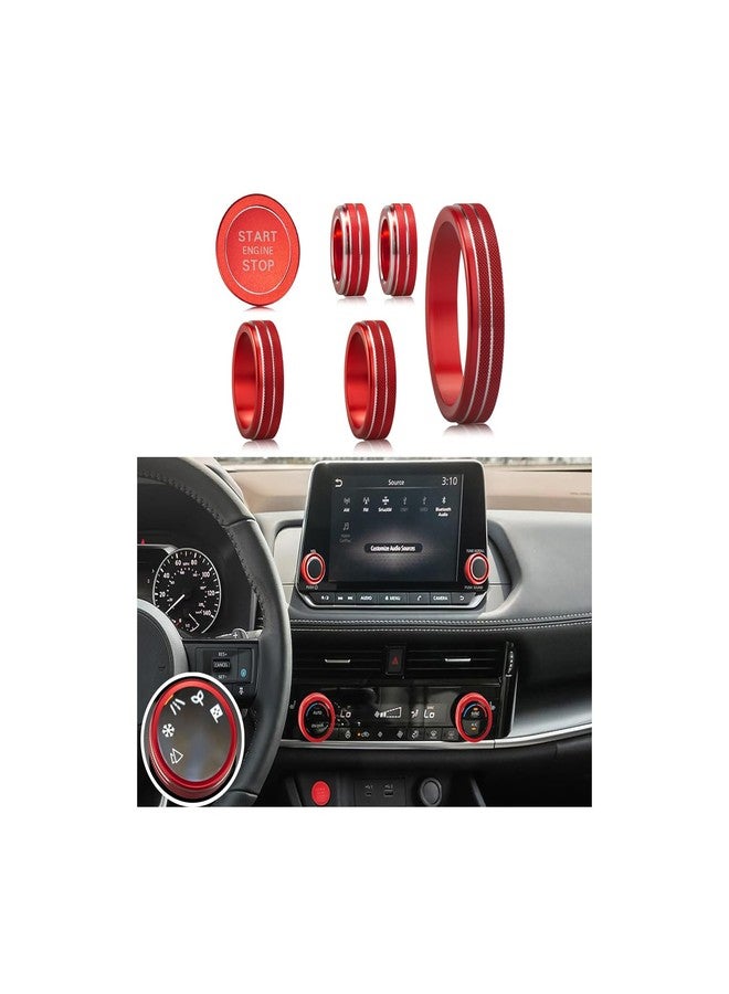HDUFC for Nissan Rogue 2026 2025 2024 2023 2022 2021 Air Conditioning, Volume Adjustment and 4WD Knob Cover, One-Touch Start Button Cover/Ring Accessories (red, 8-inch Screen) - Image 2