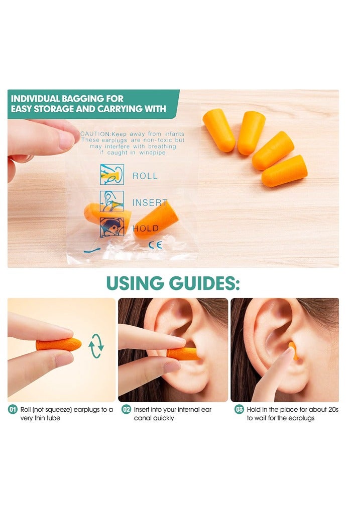 50 Pairs Earplugs for Noise Canceling Ear Plugs for Sleep Work Snoring Sound Canceling Blocking Construction Loud Noise Reducing Soft Foam Earplugs - Image 2