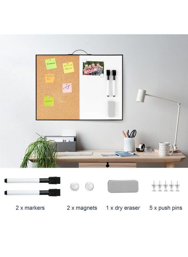TSJ OFFICE Small Whiteboard Cork-Board - 12" X 16" Portable Aluminum Black Framed Magnetic Dry Erase Board For Wall, Small Bulletin Cork Board With Holder For Office, Home And School - Image 2