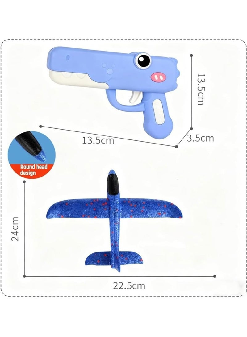 Dinosaur Airplane Launcher Toy with 8'' Foam Glider Plane, Pink - Image 4