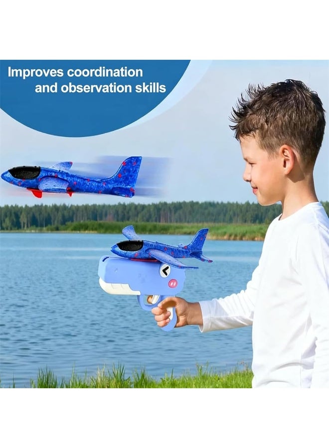 Dinosaur Airplane Launcher Toy with 8'' Foam Glider Plane, Pink - Image 5