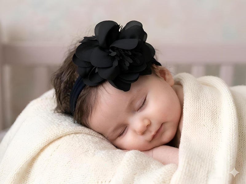 Baby Headband - Gentle stretchy flower turban hair wrap for infant girl toddler princess daily wear special occasion photo session item (Pink) - Image 2