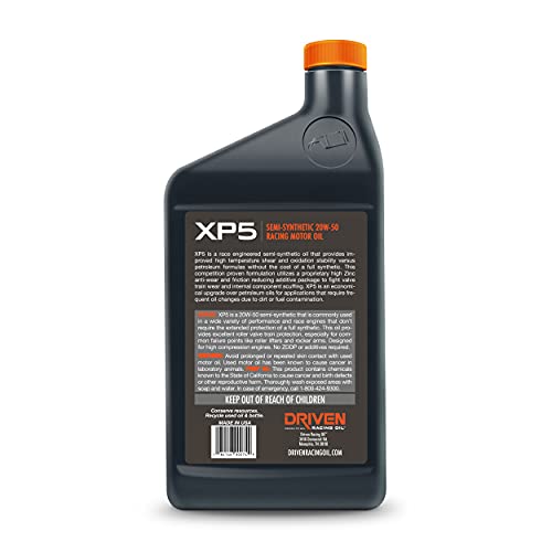 Driven Racing Oil XP5 Semi Synthetic 20w-50 Motor Oil 1 Quart Bottle - Image 2