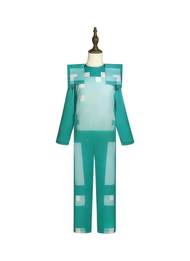 General - Minecraft diamond armor cosplay game character Performance costumes Headwear + Jumpsuit Two-piece set A gift for Minecraft fans - Image 1