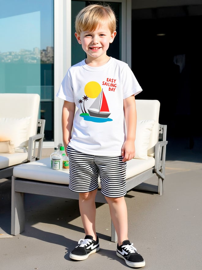 Take Two Kids 2pcs Graphic Print Short Sleeve T-Shirt and Shorts - Image 1