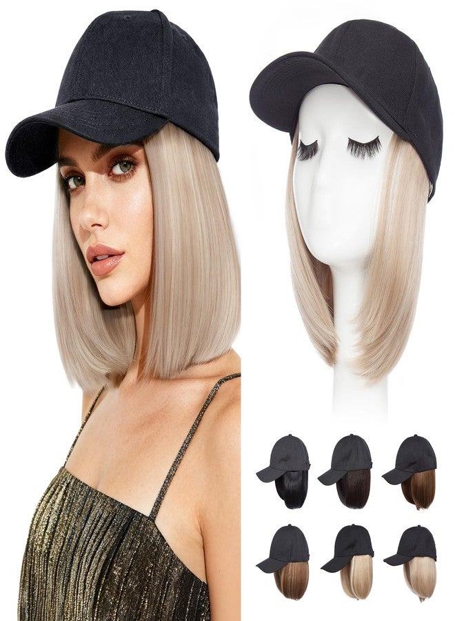 S-noilite Hat Wig for Women, Baseball Cap Wig with BOB Hair Attached Adjustable Hat Wigs Short Synthetic Hair Extensions, Sandy Brown Highlighted Blonde - Image 1