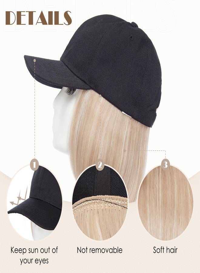 S-noilite Hat Wig for Women, Baseball Cap Wig with BOB Hair Attached Adjustable Hat Wigs Short Synthetic Hair Extensions, Sandy Brown Highlighted Blonde - Image 4