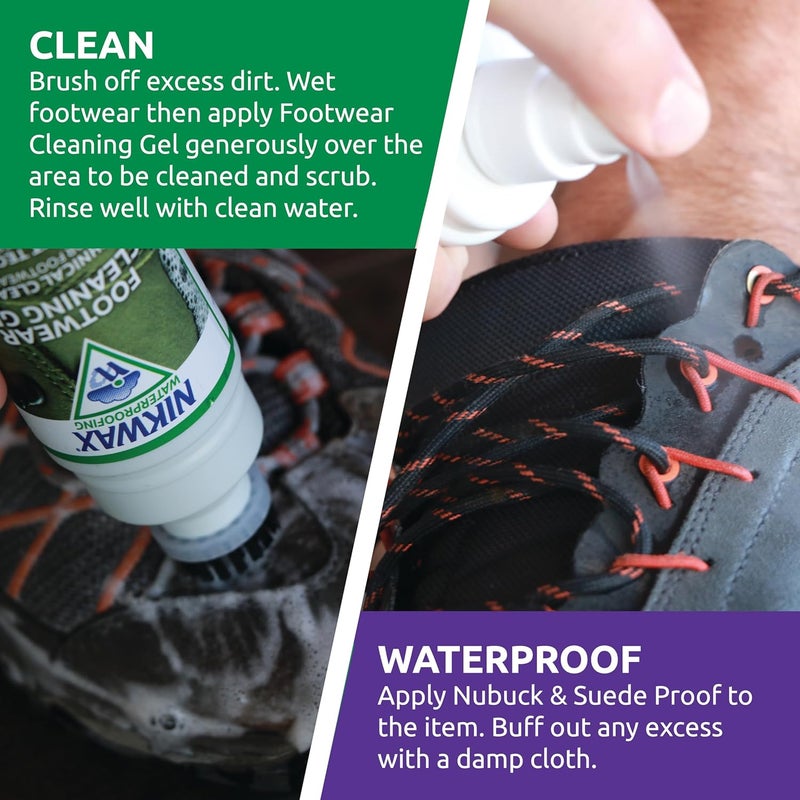 Nikwax Footwear Cleaning Gel and Nubuck & Suede Proof Twin Pack - 125ml Each - Image 5