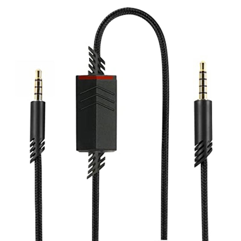 Gaming Headset Cable 6.5Ft Nylon Braided Instant Microphone Control Replacement Audio Cable - Gold-Plated 3.5mm Jack Tangle-Free Headphone Cable for PS5 Xbox PC Switch Mobile - Image 1