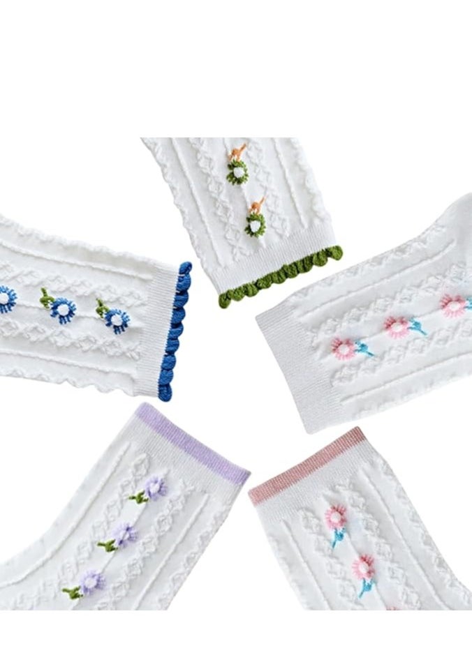 Necomi 5 Pairs Floral Lovely Design Cotton Socks  - Image 4