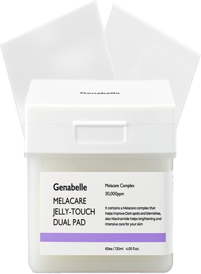 Genabelle Melacare Jelly Touch Dual Pad - Radiance-Boosting & Hydrating Toner Pads with Niacinamide & Tranexamic Acid - Targets Dark Spots and Hyperpigmentation - 4.05 fl oz - Image 1
