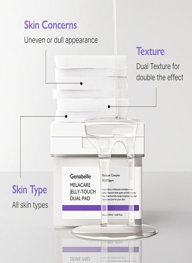 Genabelle Melacare Jelly Touch Dual Pad - Radiance-Boosting & Hydrating Toner Pads with Niacinamide & Tranexamic Acid - Targets Dark Spots and Hyperpigmentation - 4.05 fl oz - Image 2