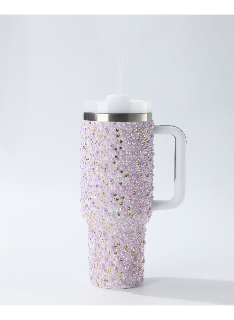 40 أونصة من حجر الراين تمبلر الفولاذ المقاوم للصدأ كأس النساء الماس اللامع سيارة السفر ثيرموس القهوة زجاجة الماء