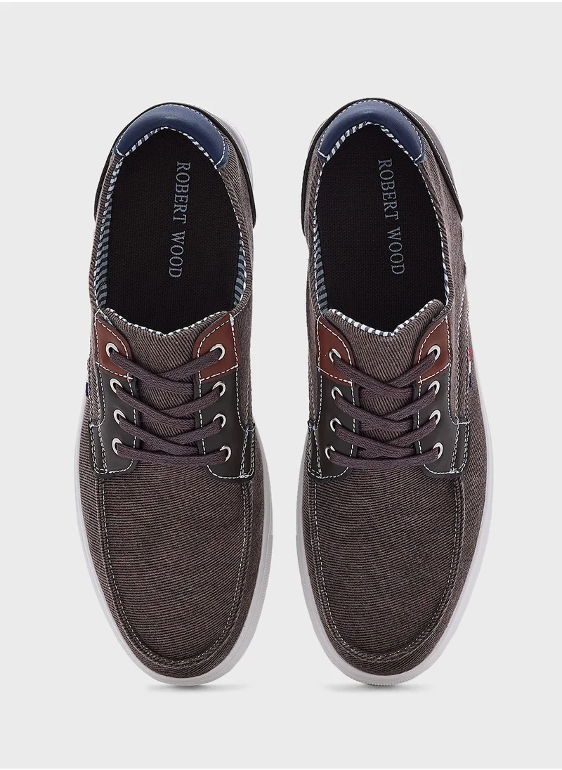 Robert Wood Casual Canvas Boat Shoes