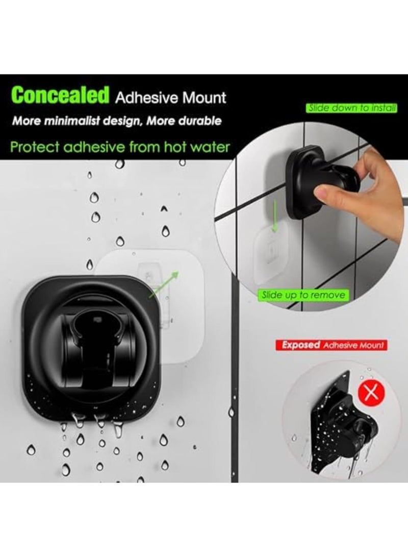 Barakah Handheld Shower Head Holder - 5 Positions Adjustable - Concealed Adhesive Mount with Screw Option - Bathroom Wall Mount Shower Hose Holder (Matte Black) - Image 2