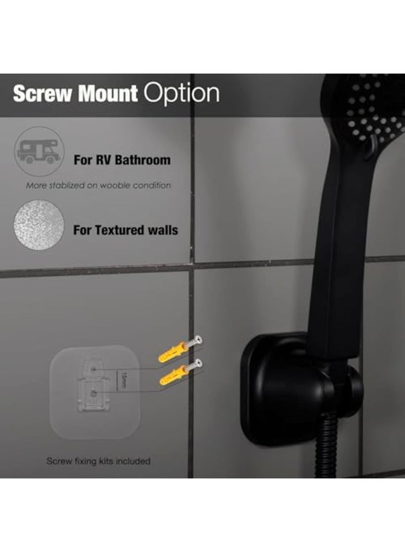 Barakah Handheld Shower Head Holder - 5 Positions Adjustable - Concealed Adhesive Mount with Screw Option - Bathroom Wall Mount Shower Hose Holder (Matte Black) - Image 3