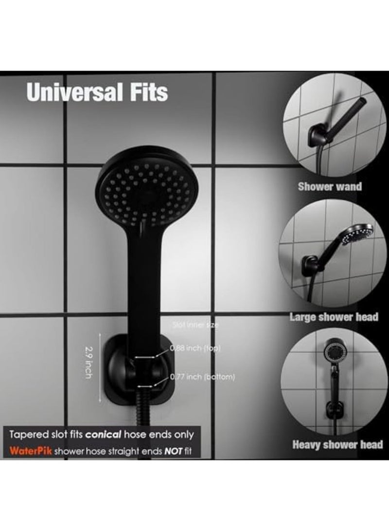 Barakah Handheld Shower Head Holder - 5 Positions Adjustable - Concealed Adhesive Mount with Screw Option - Bathroom Wall Mount Shower Hose Holder (Matte Black) - Image 5