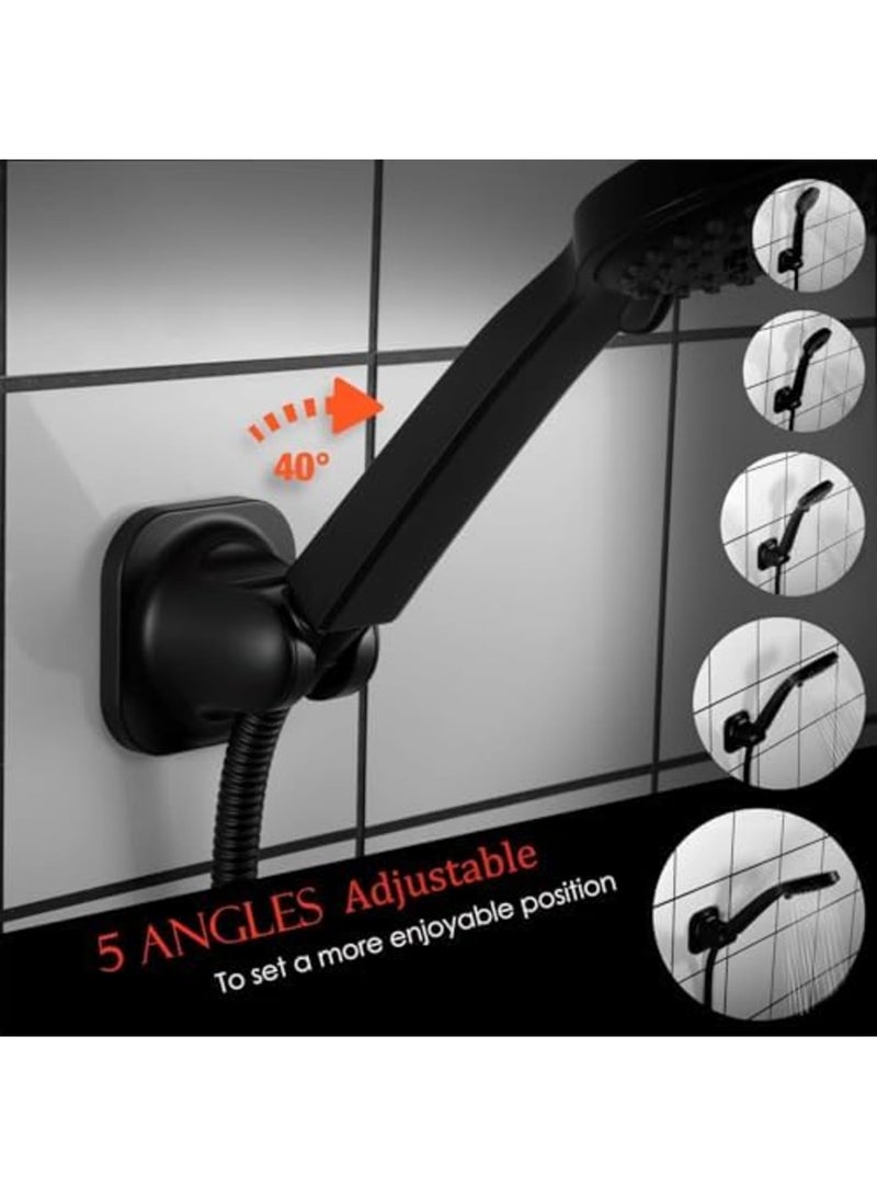 Barakah Handheld Shower Head Holder - 5 Positions Adjustable - Concealed Adhesive Mount with Screw Option - Bathroom Wall Mount Shower Hose Holder (Matte Black) - Image 4