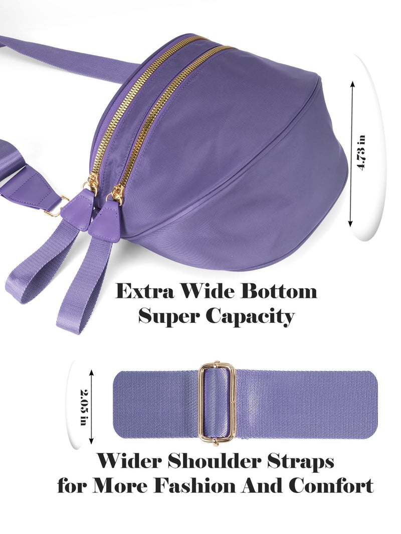 MEISEY Pure Colour Crossbody Bag Bum Bag for Women,Spacious Purse Fanny Packs Belt Bag,Oversized Bum Bag (Colour Bum Bag-Cloudy Purple) - Image 5