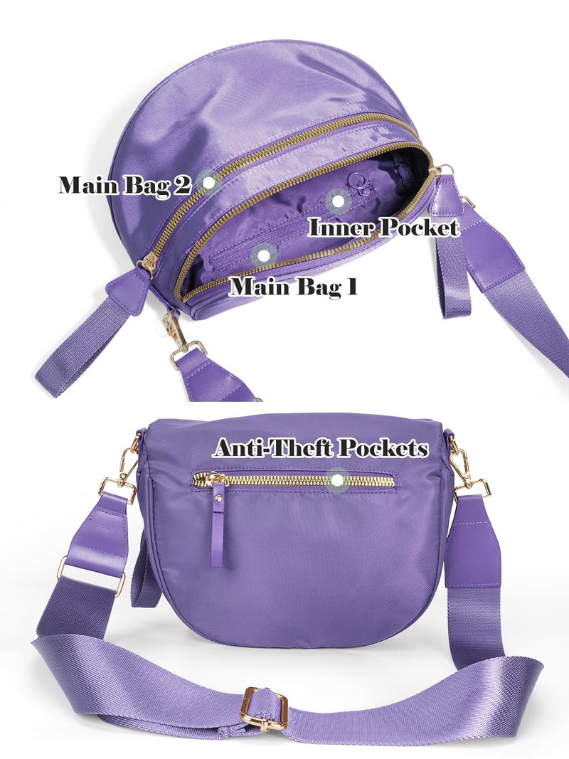 MEISEY Pure Colour Crossbody Bag Bum Bag for Women,Spacious Purse Fanny Packs Belt Bag,Oversized Bum Bag (Colour Bum Bag-Cloudy Purple) - Image 4