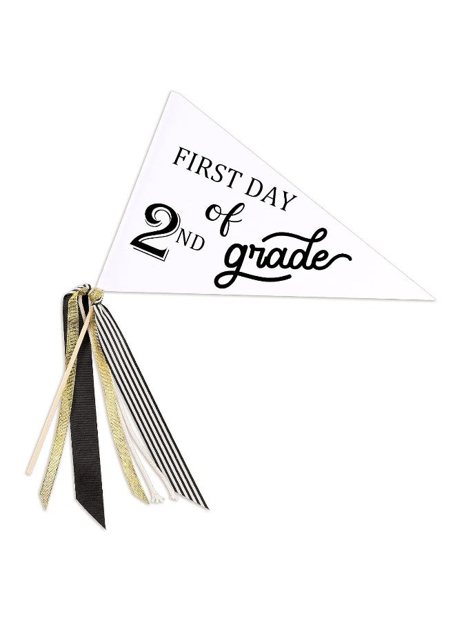 CINPIUK First Day of School Flag DIY 2021 Back to School Pennants, First Day of 2nd Grade Flag with Ribbons Make Your Own School Photo Prop - Image 1