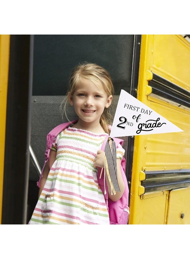 CINPIUK First Day of School Flag DIY 2021 Back to School Pennants, First Day of 2nd Grade Flag with Ribbons Make Your Own School Photo Prop - Image 2