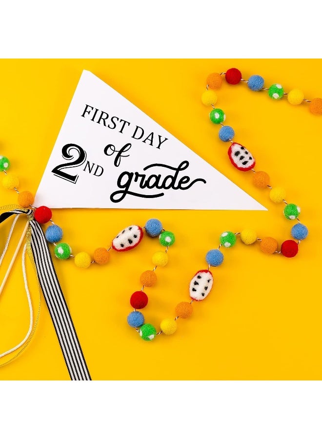 CINPIUK First Day of School Flag DIY 2021 Back to School Pennants, First Day of 2nd Grade Flag with Ribbons Make Your Own School Photo Prop - Image 3