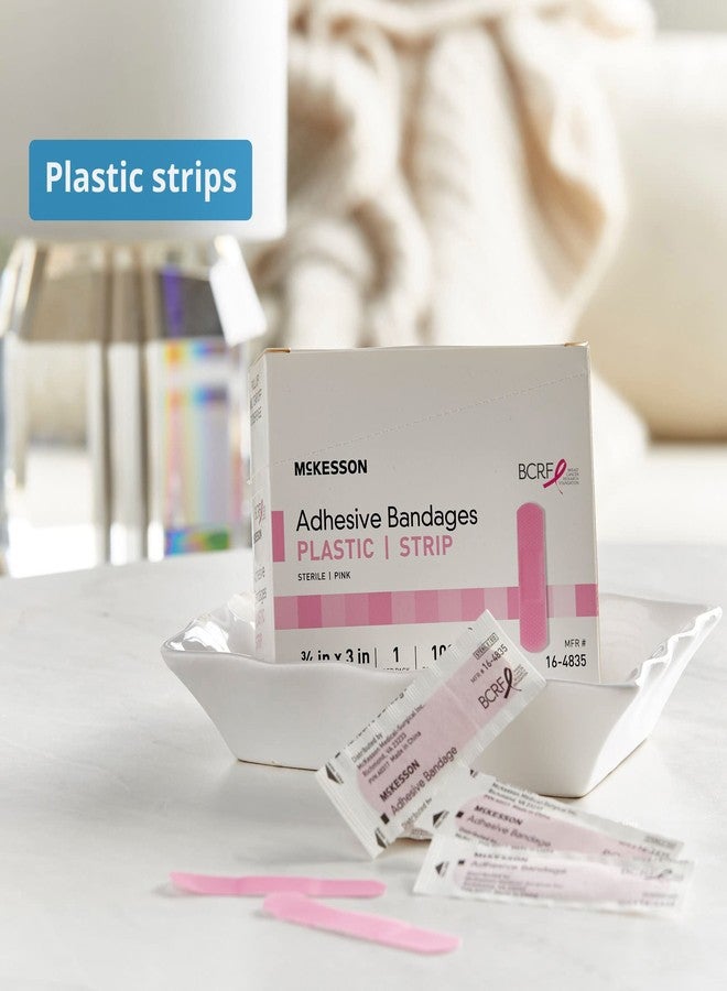 McKesson Adhesive Bandages, Sterile, Fabric Strip, Pink, 3/4 in x 3 in, 100 Count, 1 Pack - Image 2