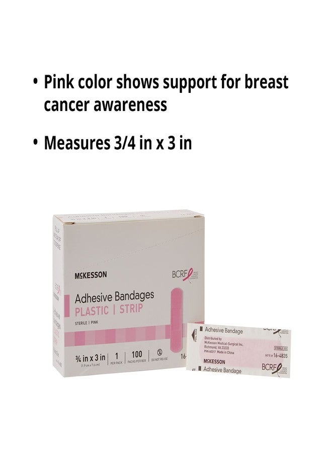 McKesson Adhesive Bandages, Sterile, Fabric Strip, Pink, 3/4 in x 3 in, 100 Count, 1 Pack - Image 4