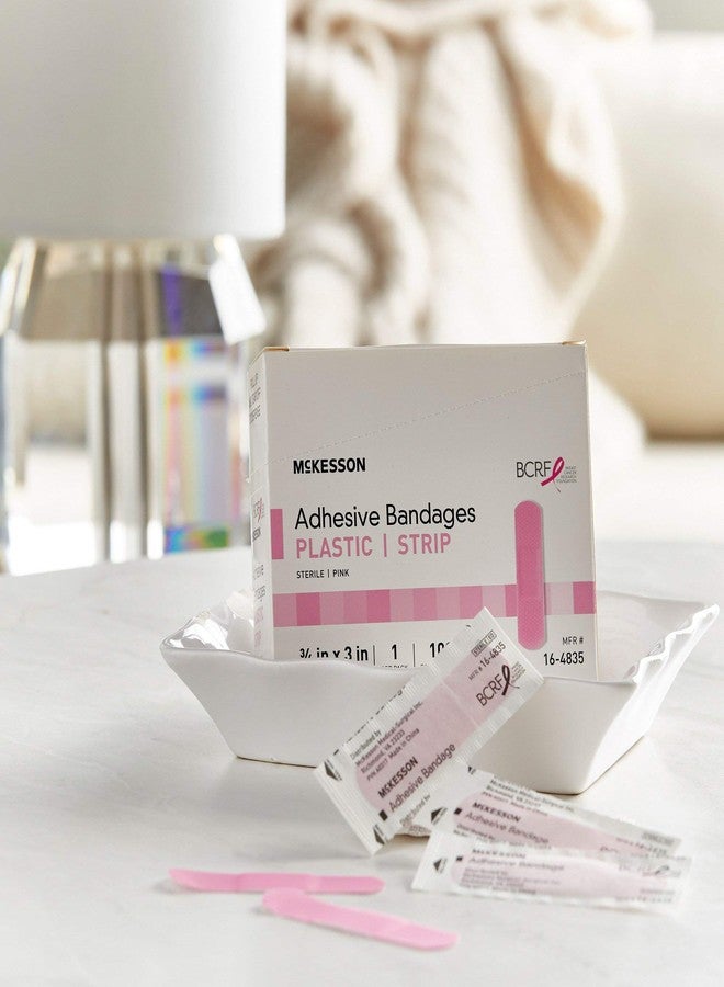 McKesson Adhesive Bandages, Sterile, Fabric Strip, Pink, 3/4 in x 3 in, 100 Count, 1 Pack - Image 5