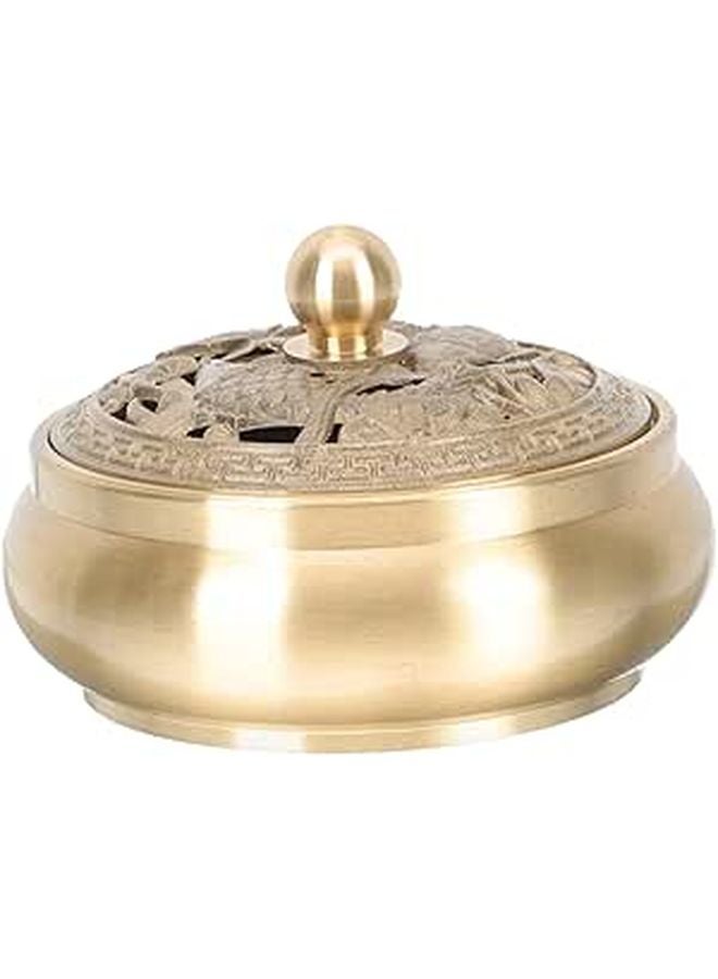 مبخرة نحاسية عتيقة مع غطاء - حارق بخور العطور لزينة المنزل والتأمل - Image 1