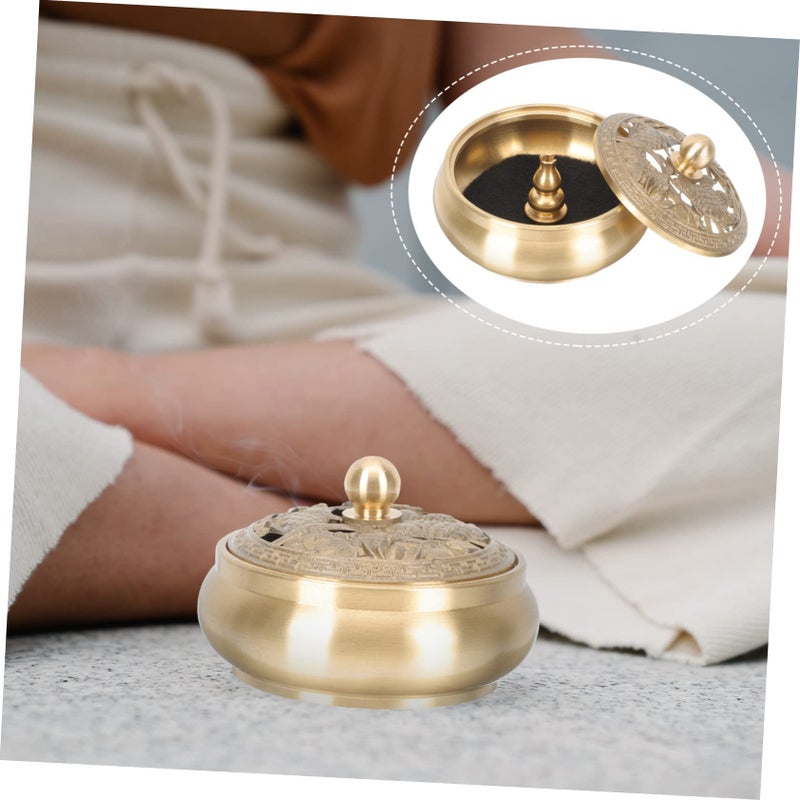 مبخرة نحاسية عتيقة مع غطاء - حارق بخور العطور لزينة المنزل والتأمل - Image 5