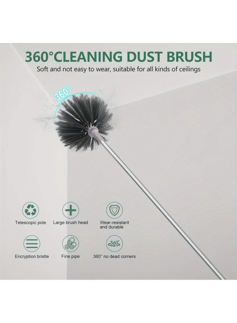 REZAKO Spider web dust collector with 83.9-inch extension rod, replaceable ceiling kit, bendable ultra-fine fiber feather, reusable spider web dust brush cleaning kit, fan cleaner, household dust collector,feather for dust,Wall duster,Dust mop,Roof cleaning (Gray) - Image 4